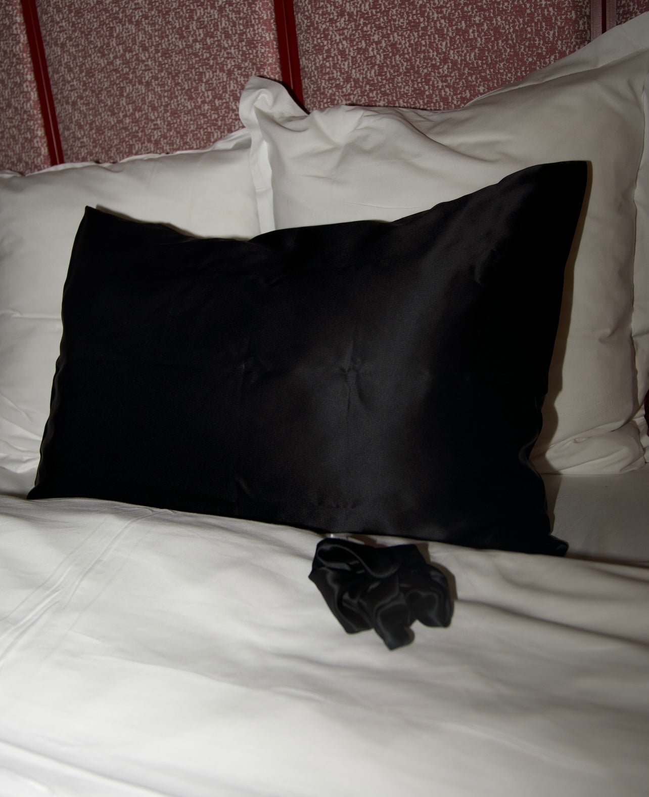 Ensemble 100% pure soie de mûrier NOIR 🖤Taie d’oreiller + chouchou