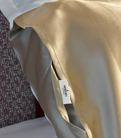 Ensemble 100% pure soie de mûrier CHAMPAGNE🤍 Taie d’oreiller + chouchou